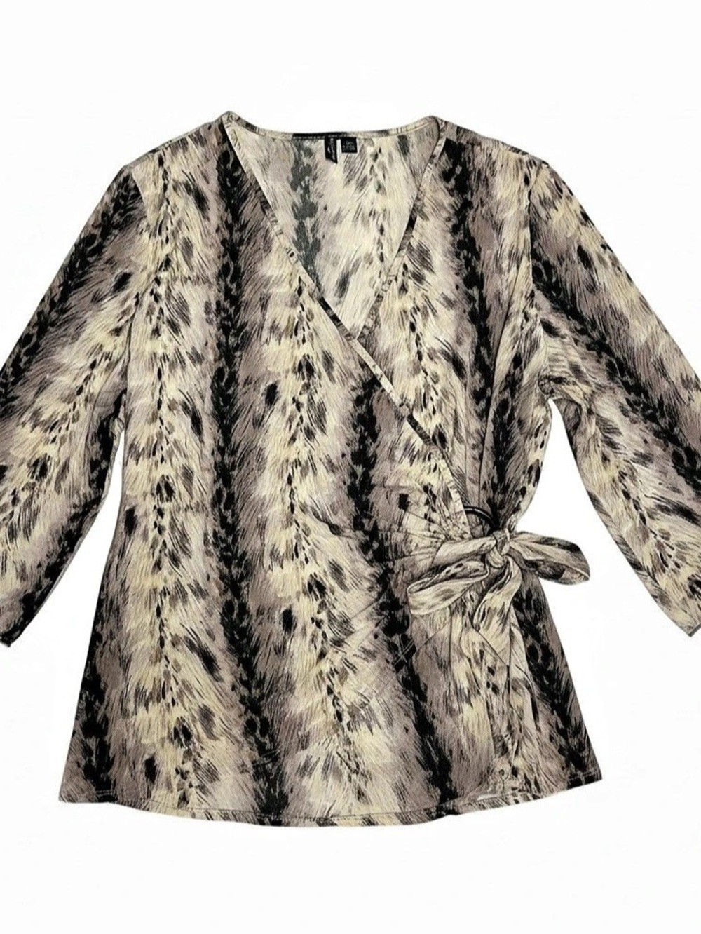 Essentials by Milano Tortoise Ring Faux Wrap Top 1X